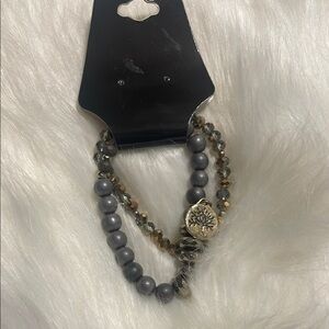 Elegant Gray and Gold Beaded Bracelet